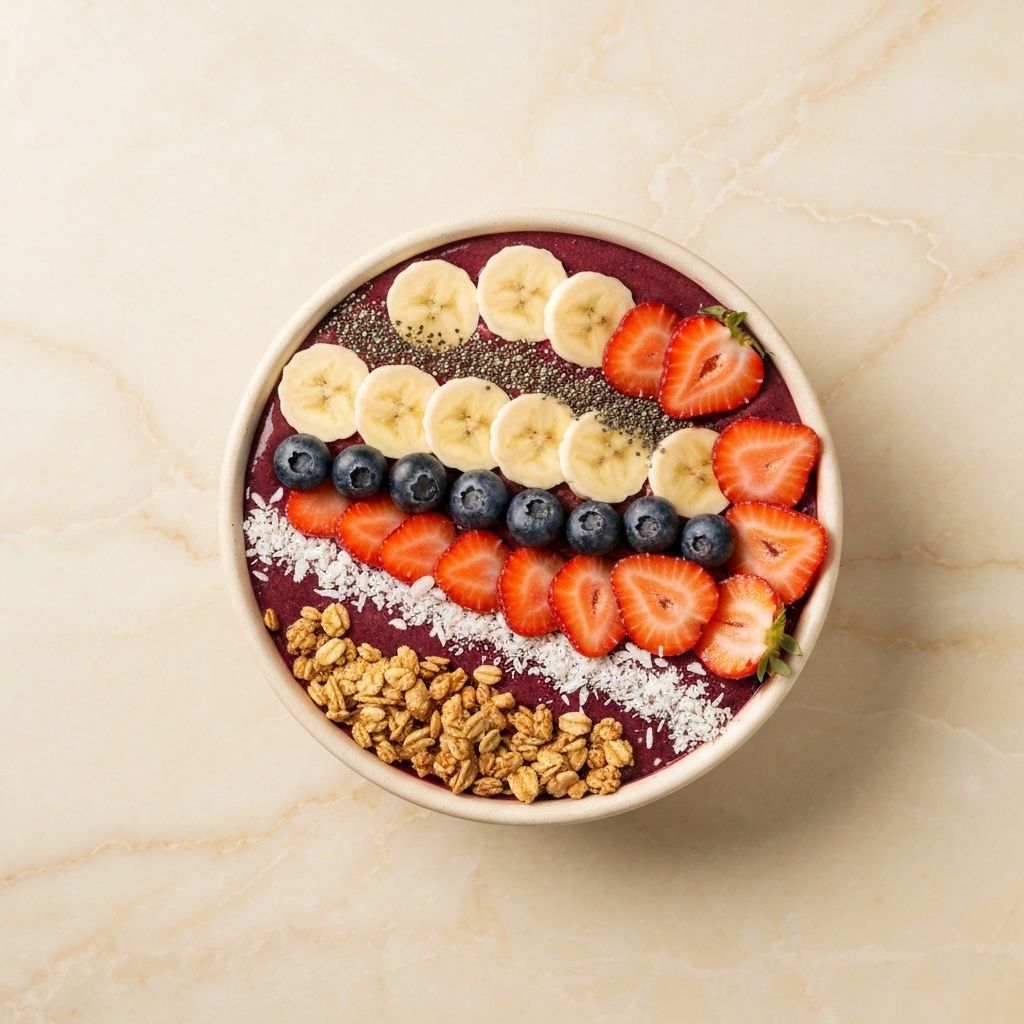 Premium açaí bowl with fresh fruits and superfoods