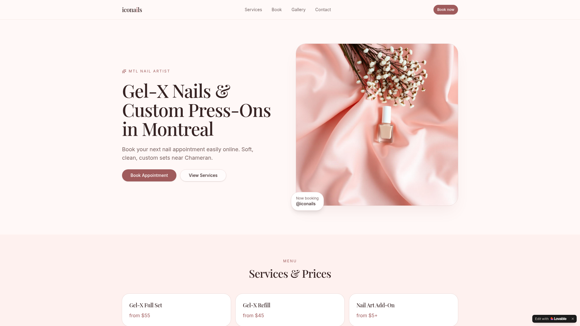 Iconails — Gel-X Studio — website preview